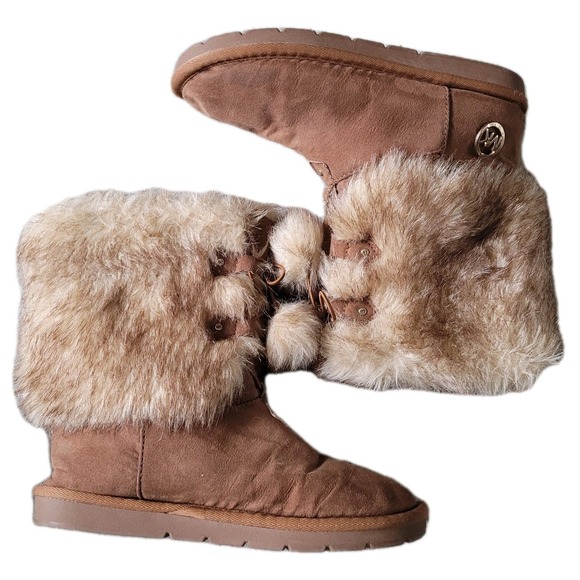 Michael Michael Kors ALYONA Child's Faux Fur Brown Snow Boots Size 5 - Picture 6 of 11